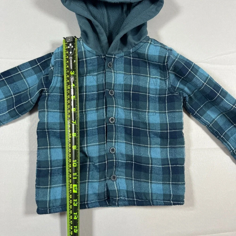 Dkny Outfit Set Kids 24M Blue Plaid Sherpa Lined Hooded Cotton Elastic Waistband